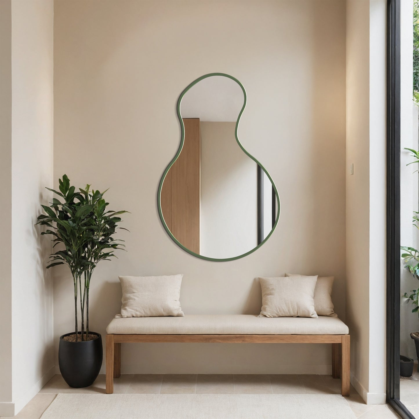Asymmetrical Thin Framed Wall Mirror
