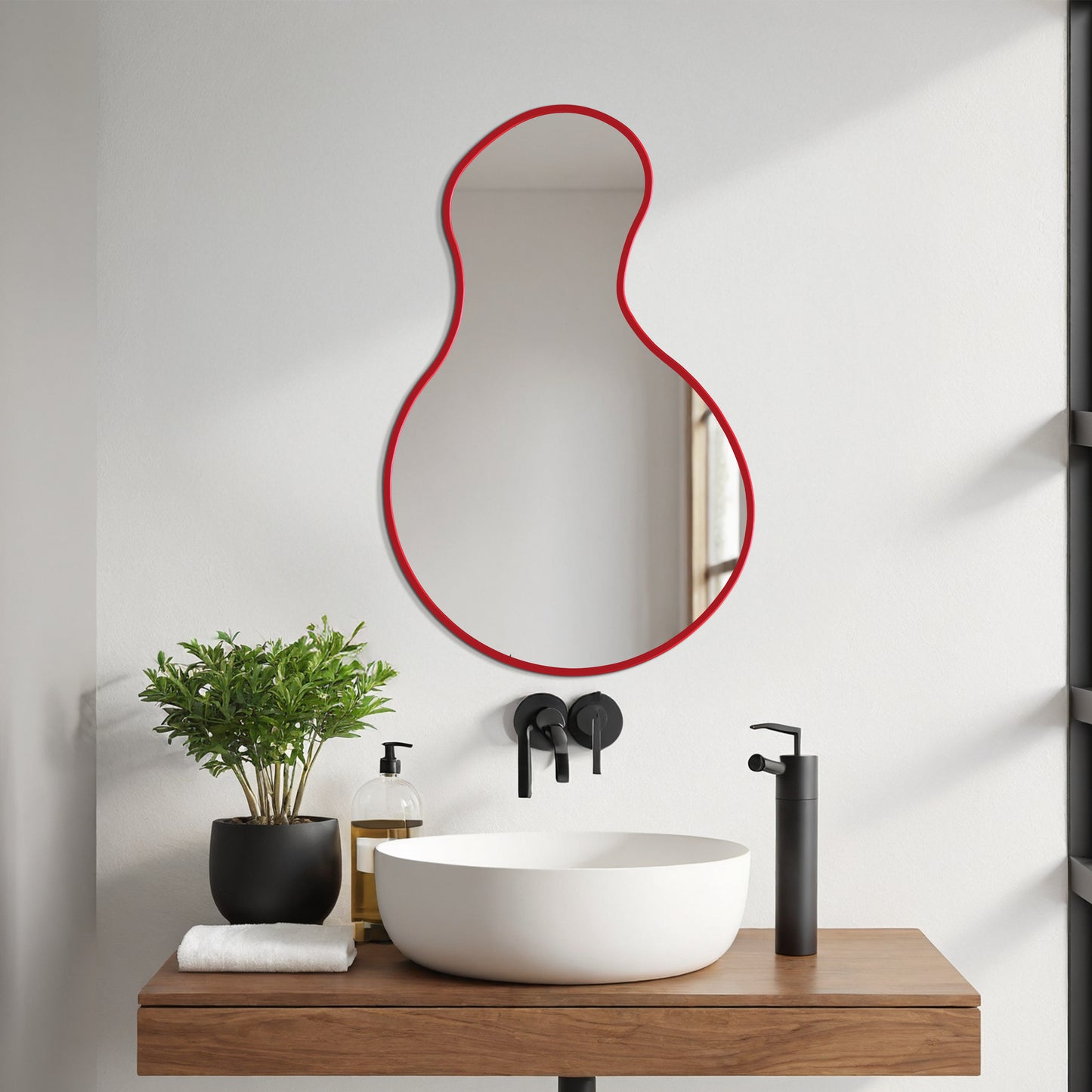 Asymmetrical Thin Framed Wall Mirror