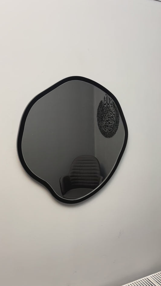 Asymmetrical Round Framed Mirror