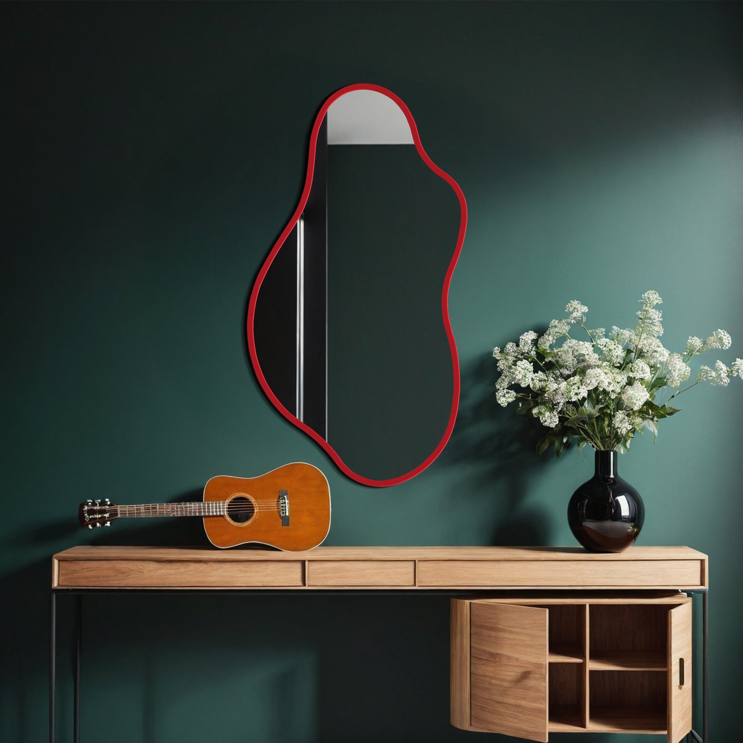 Asymmetrical Slim Framed Mirror