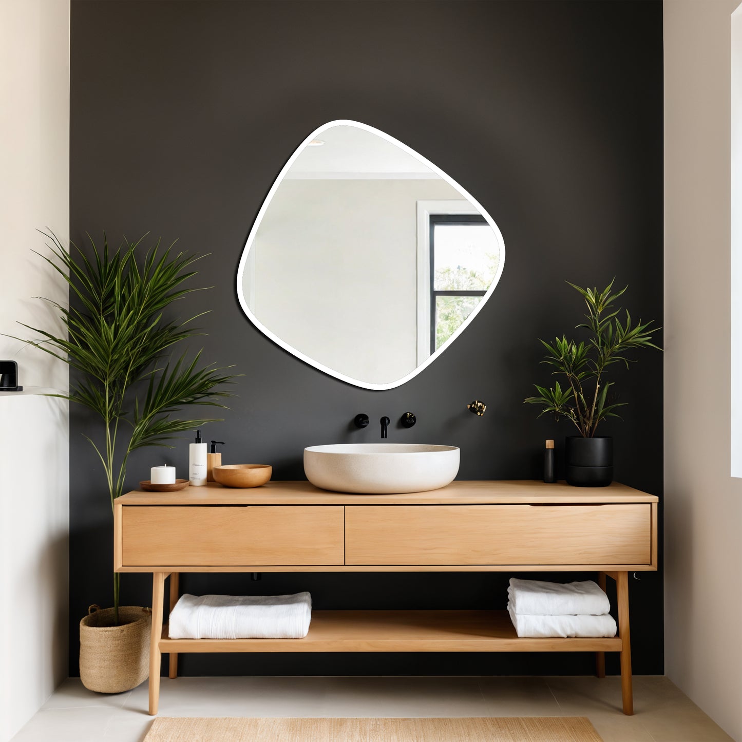 Modern Organic Slim Framed Mirror