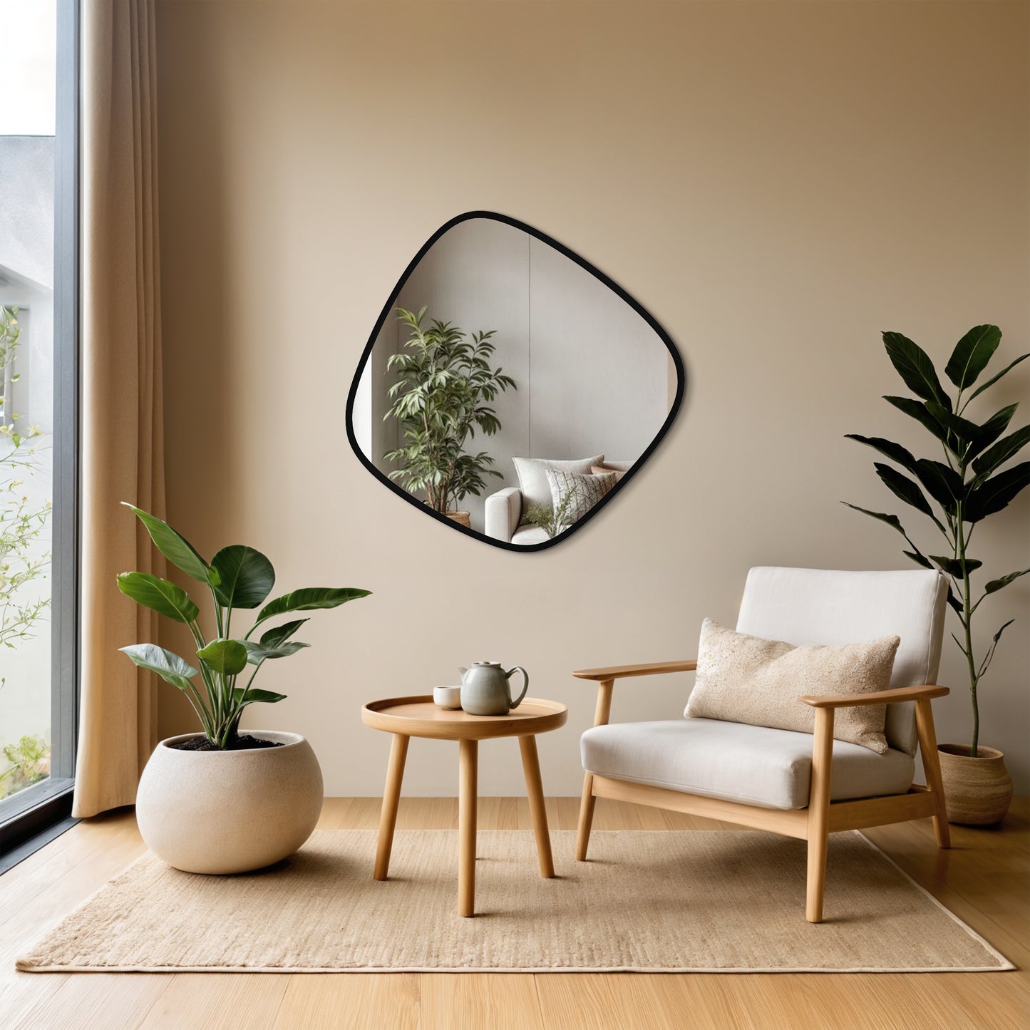 Modern Organic Slim Framed Mirror
