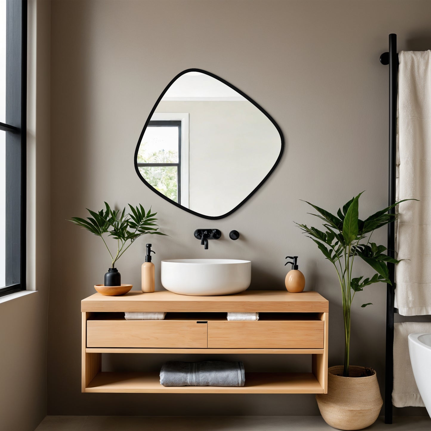 Modern Organic Slim Framed Mirror