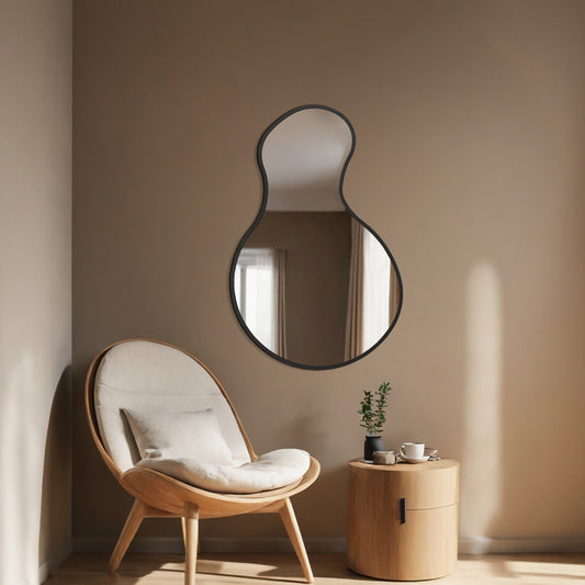 Asymmetrical Thin Framed Wall Mirror