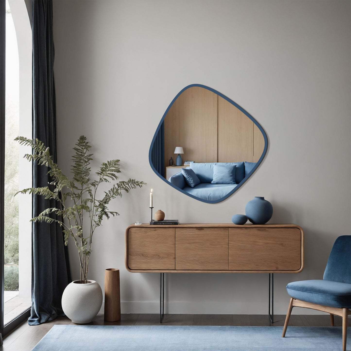 Modern Organic Slim Framed Mirror