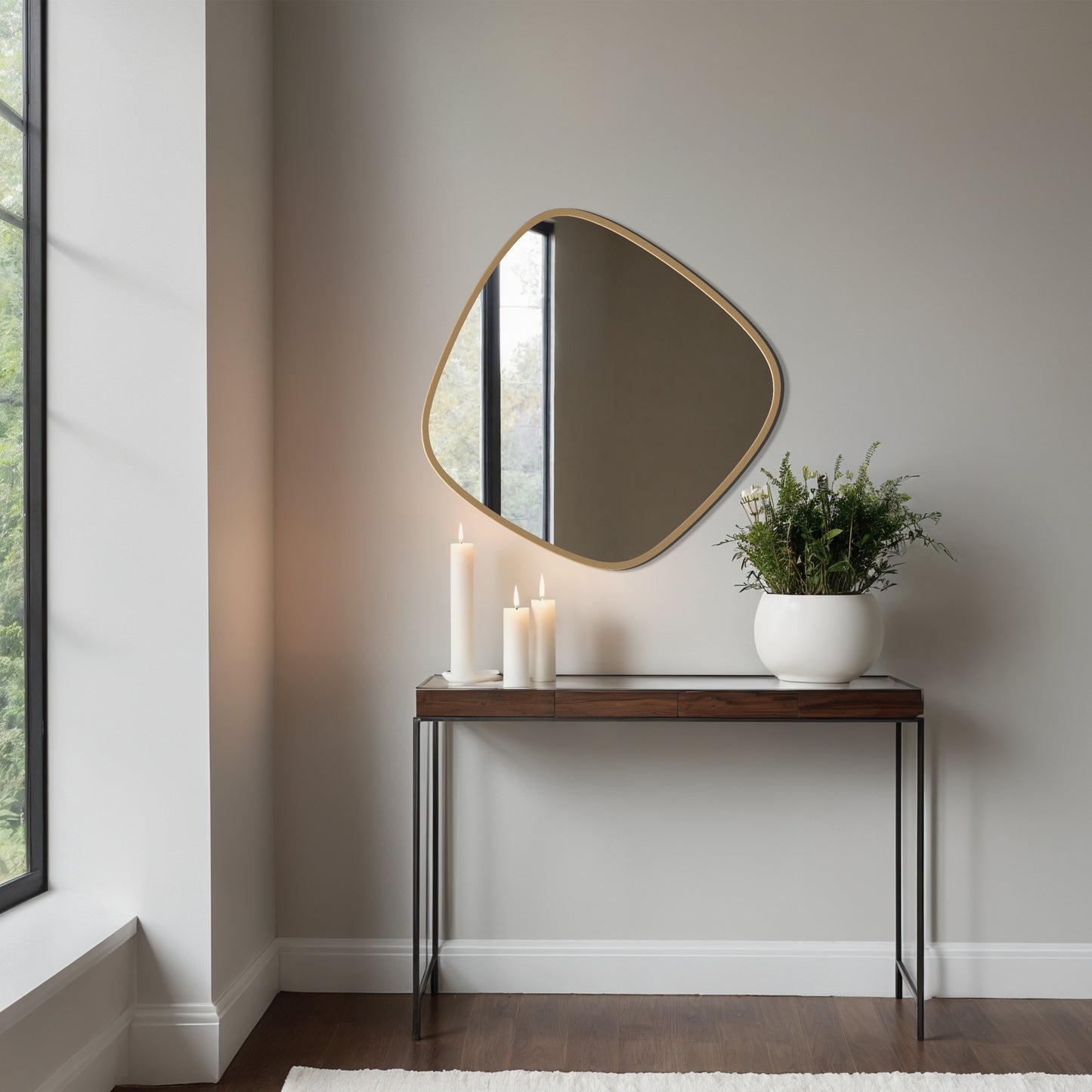 Modern Organic Slim Framed Mirror