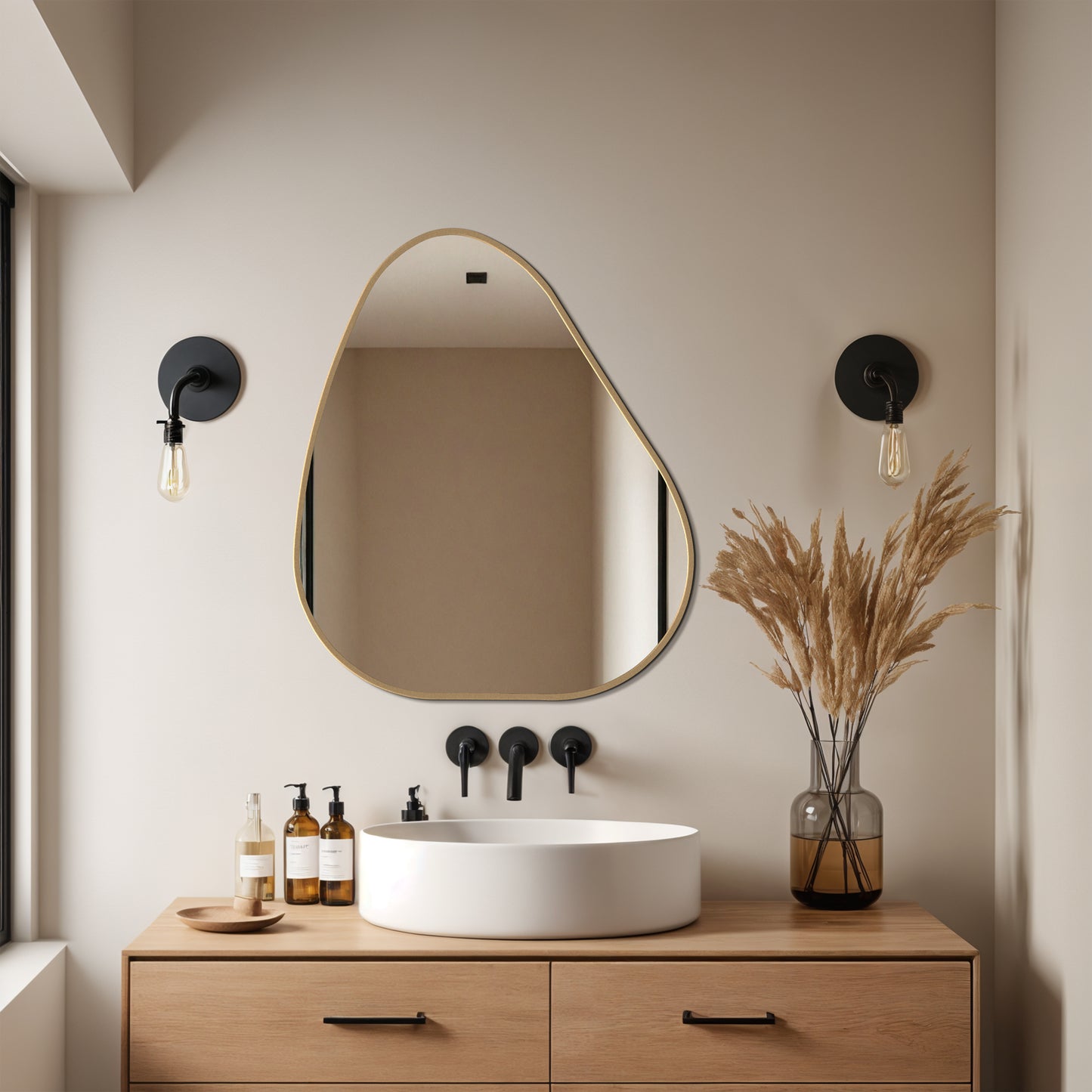 Asymmetrical Slim Framed Mirror
