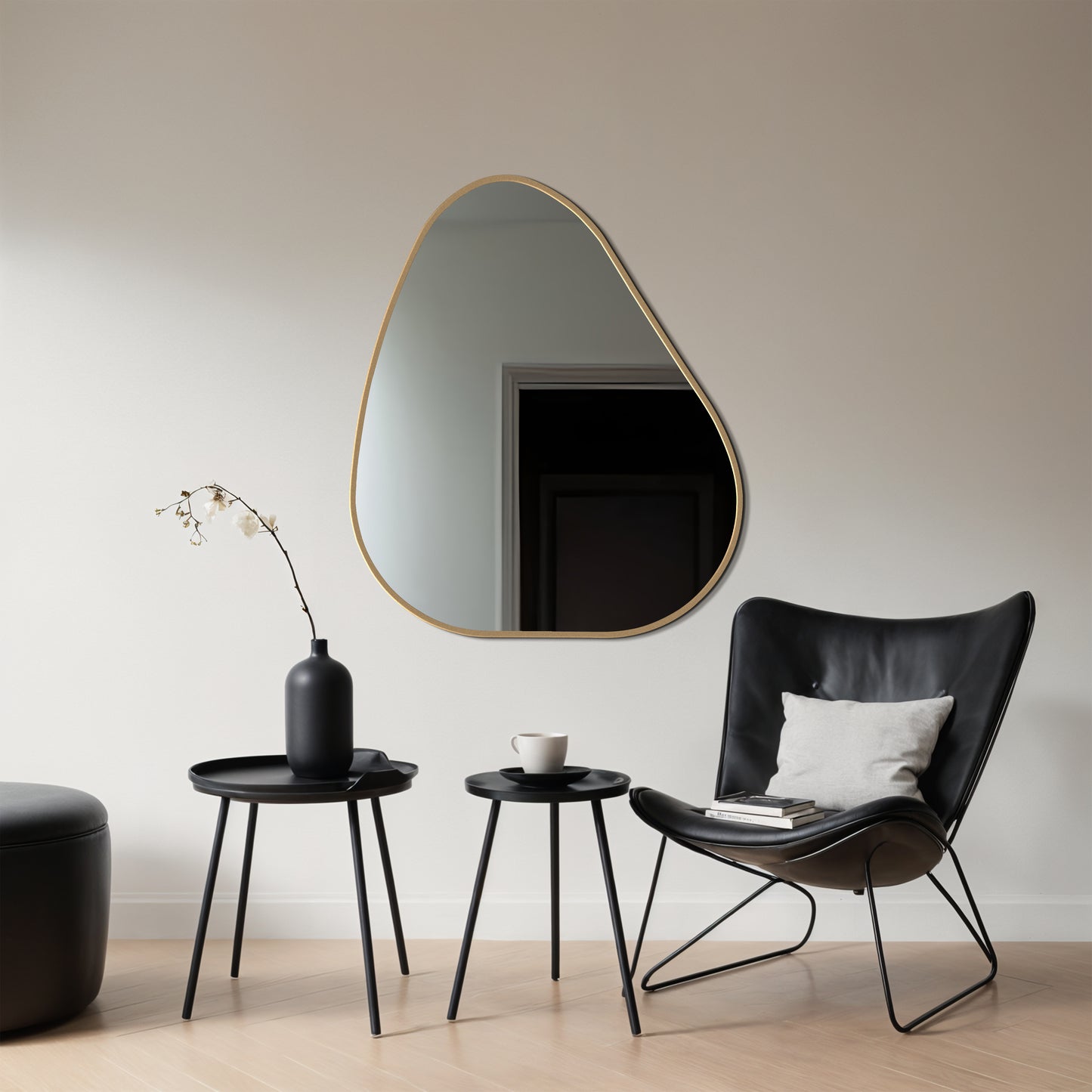 Asymmetrical Slim Framed Mirror