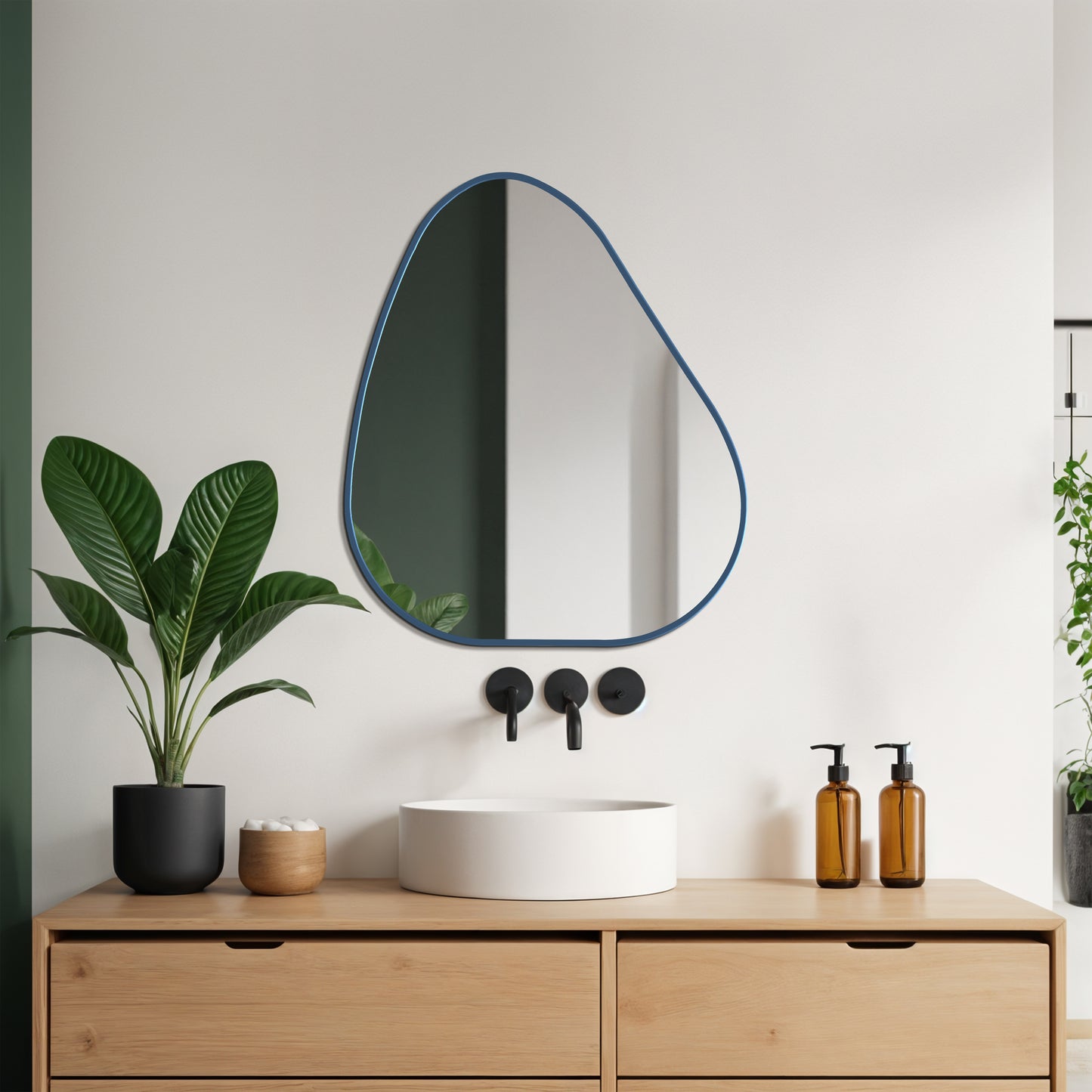 Asymmetrical Slim Framed Mirror