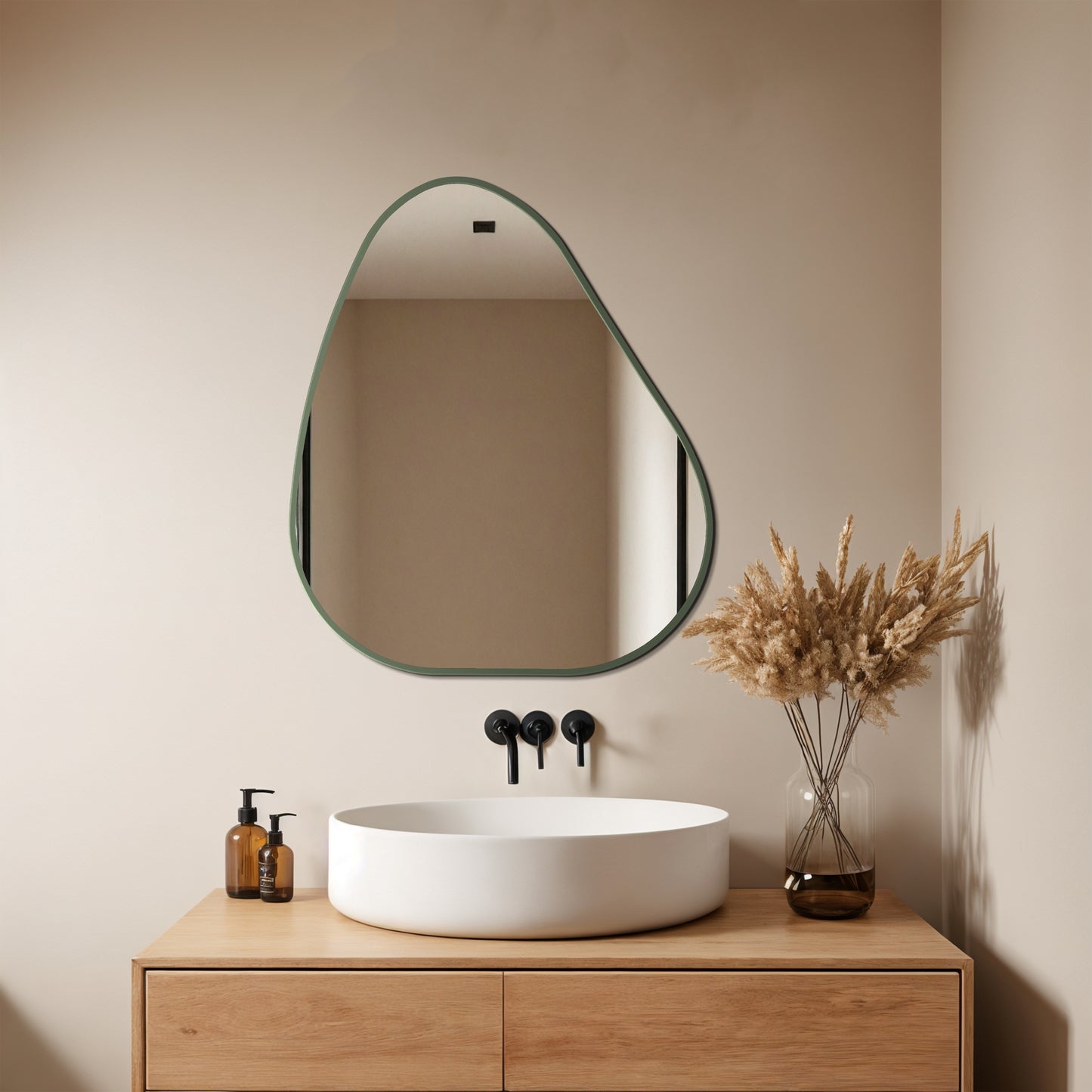 Asymmetrical Slim Framed Mirror