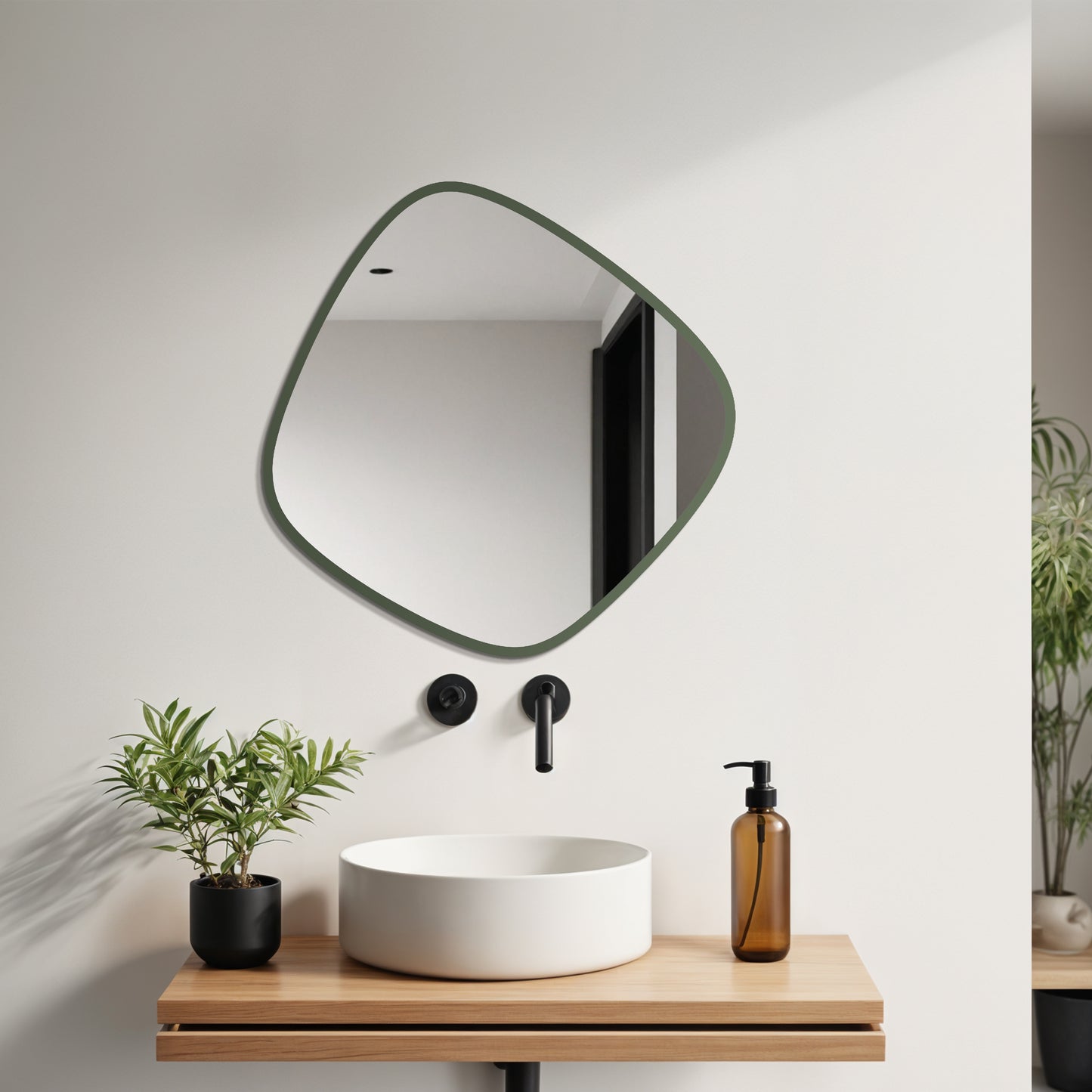 Modern Organic Slim Framed Mirror