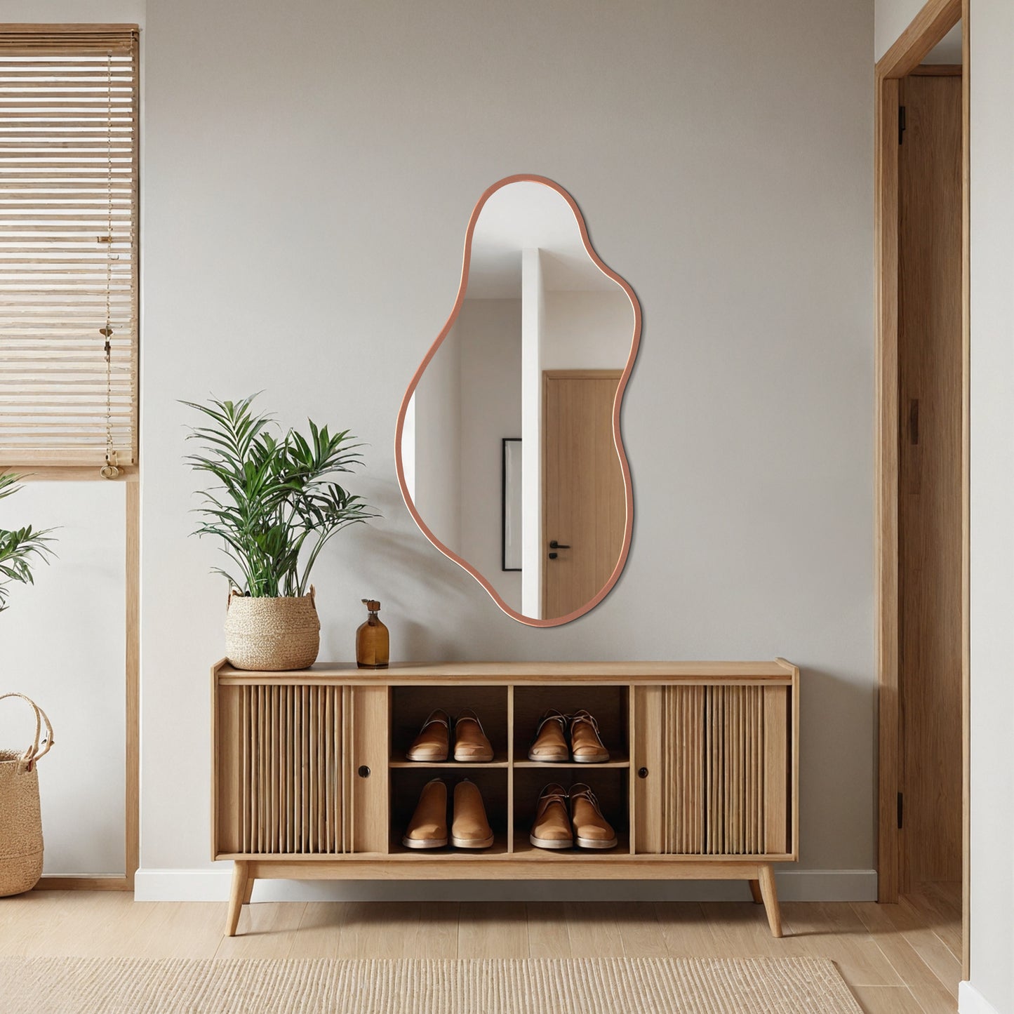 Asymmetrical Slim Framed Mirror