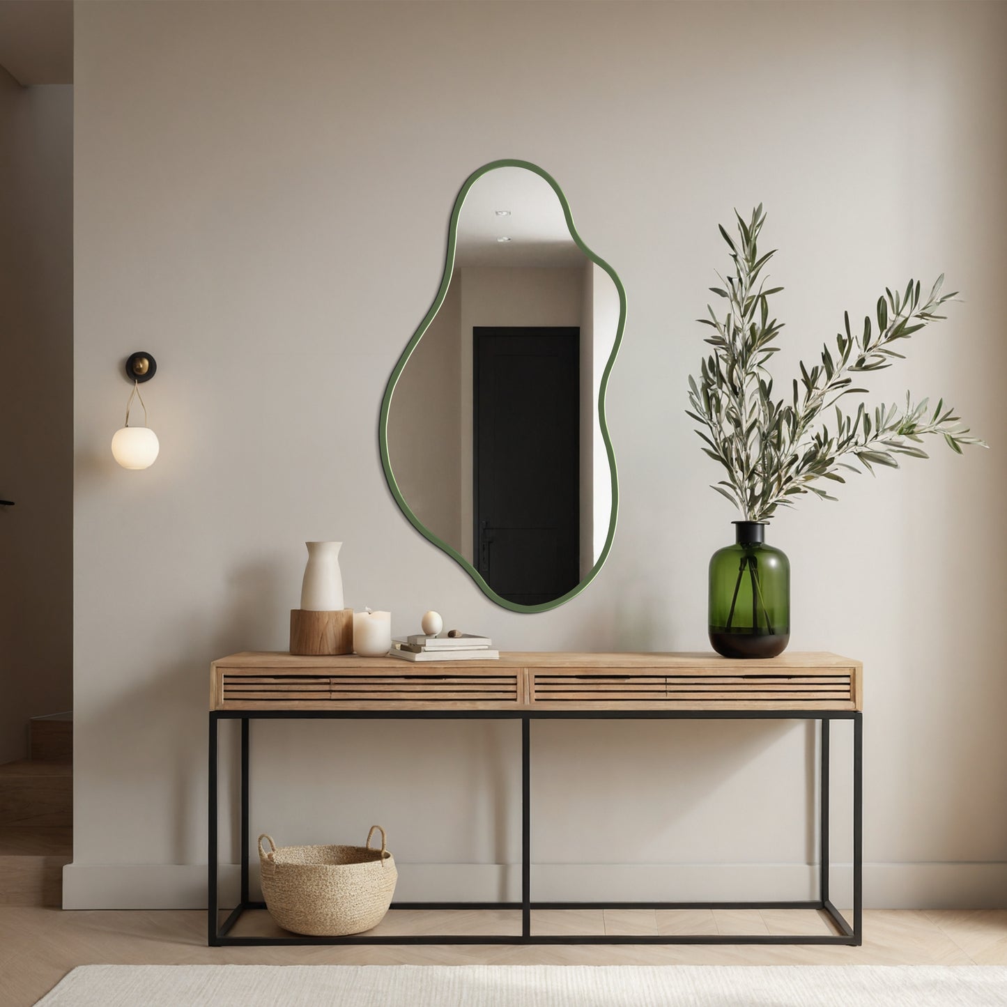 Asymmetrical Slim Framed Mirror
