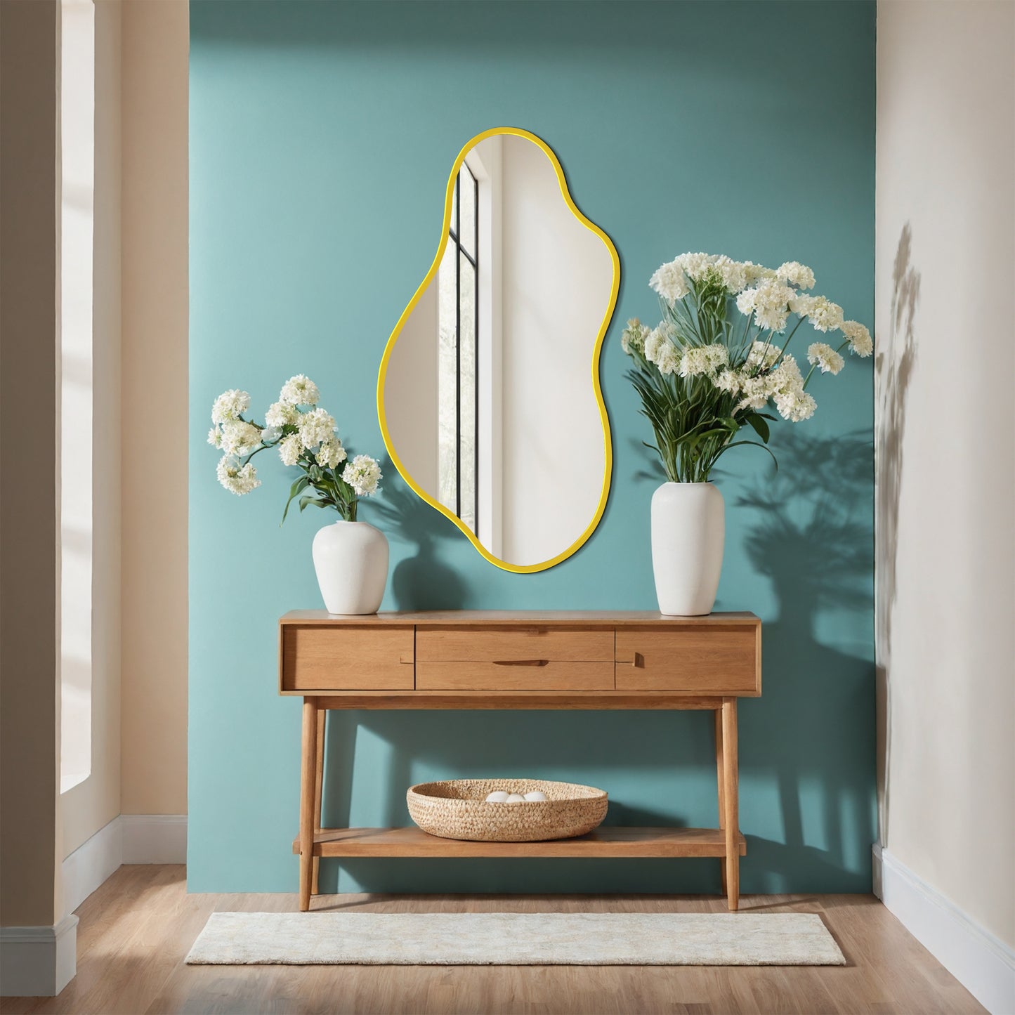 Asymmetrical Slim Framed Mirror