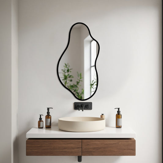 Asymmetrical Slim Framed Mirror